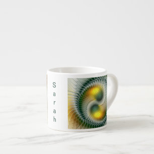 Yin Yang Green Yellow Abstract Fractal Art Name Espresso Cup