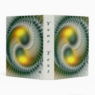Yin Yang Green Yellow Abstract Fractal Own Text Mini Binder