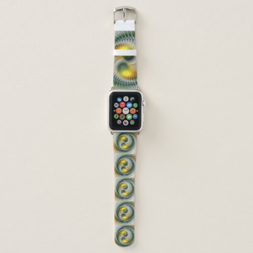 Yin Yang Green Yellow Abstract Fractal Pattern Apple Watch Band
