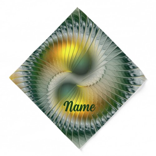 Yin Yang Green Yellow Abstract Fractal Pet Bandana
