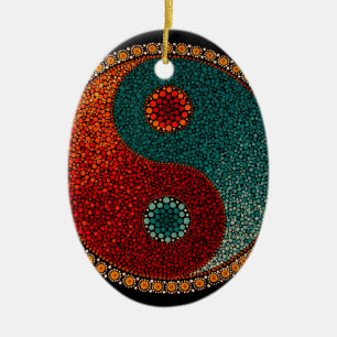 Yin Yang Hand Painted Mandala Ceramic Ornament