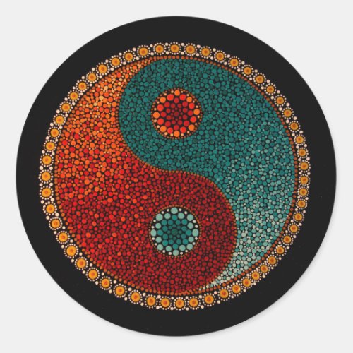 Yin Yang Hand Painted Mandala Classic Round Sticker