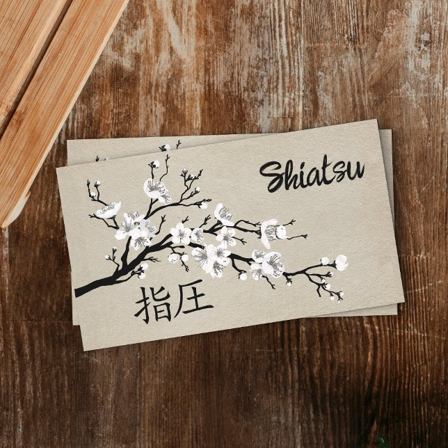 Yin Yang Hands Sakura Tree Branch Business Card (Creator Uploaded)