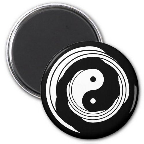 Yin Yang Harmony in Motion Black White Spiral Magnet