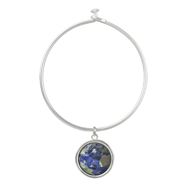 Yin-Yang Harmony on Our Planet  Bangle Bracelet (Front)