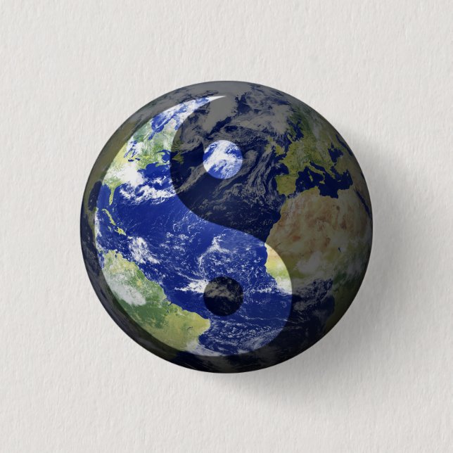 Yin-Yang Harmony on Our Planet Button (Front)