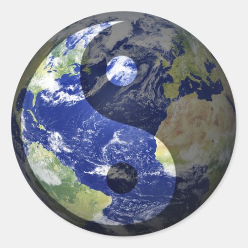 Yin_Yang Harmony on Our Planet Classic Round Sticker