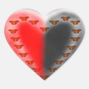 Yin Yang heart butterflies Sticker