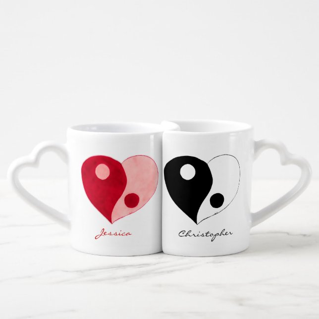 Yin Yang Heart (Mix) Coffee Mug Set (Front Nesting)