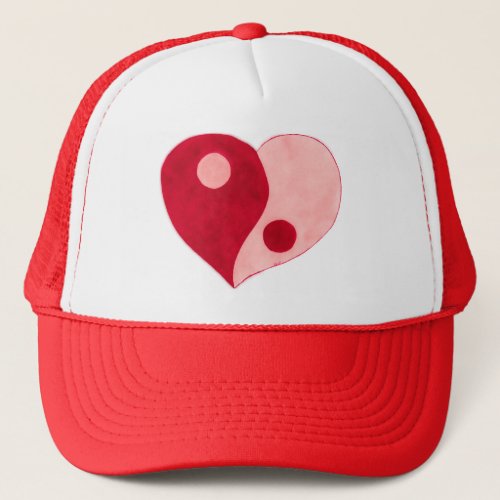 Yin Yang Heart RedPink Trucker Hat