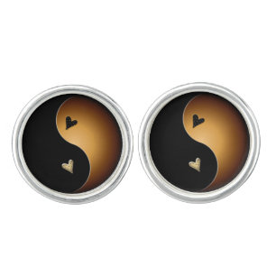 yin yang heart - toffee cufflinks