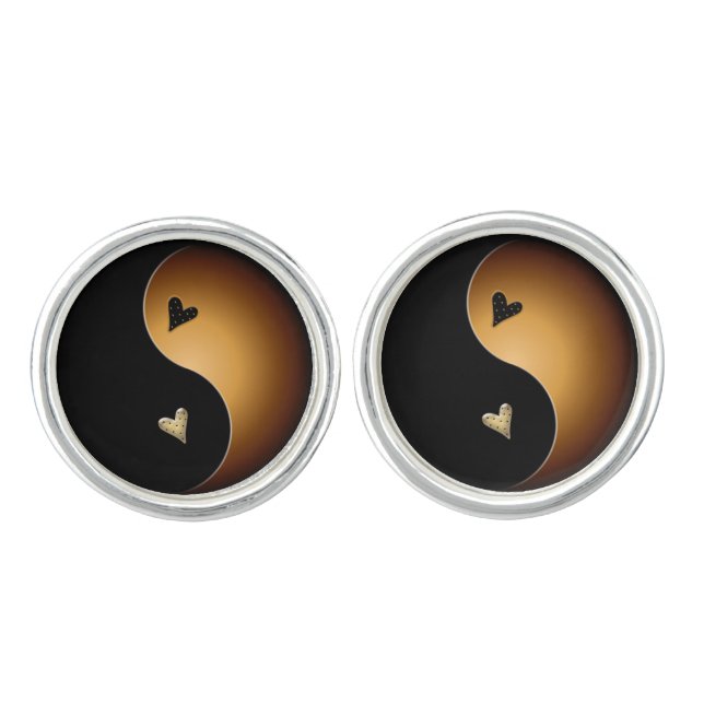 yin yang heart - toffee cufflinks (Front)