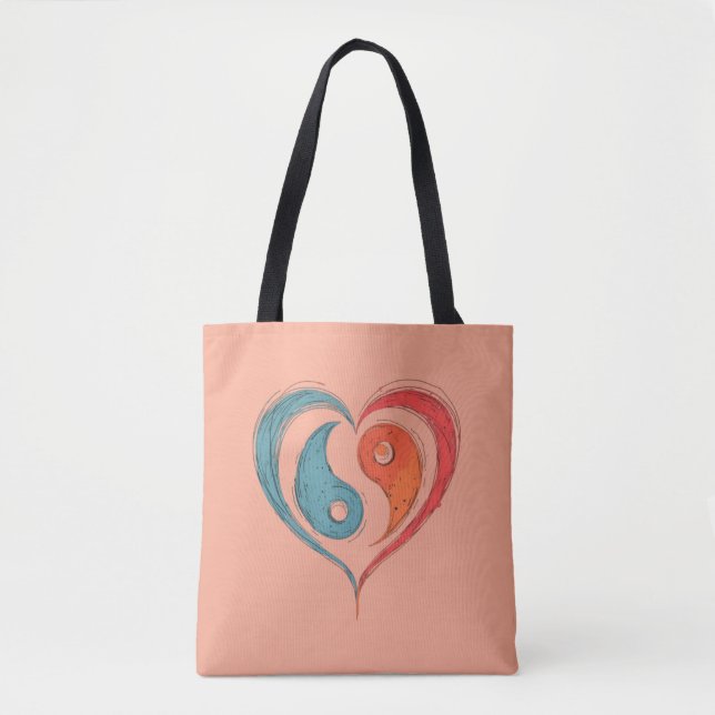 Yin Yang Heart Tote Bag - Personalized (Front)