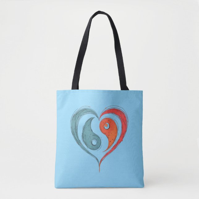 Yin Yang Heart Tote Bag - Personalized (Front)