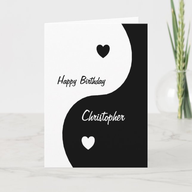Yin Yang Hearts Birthday Card (Front)