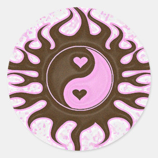 Yin Yang Hearts Classic Round Sticker