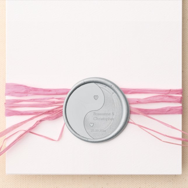 Yin Yang Hearts Design Wedding Wax Seal Sticker (Front)