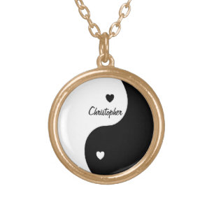 Yin Yang Hearts Gold Plated Necklace