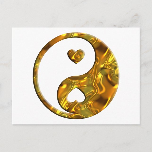 Yin & Yang / Hearts gold Postcard (Front)