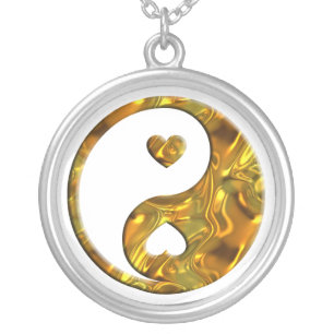 Yin & Yang / Hearts gold Silver Plated Necklace