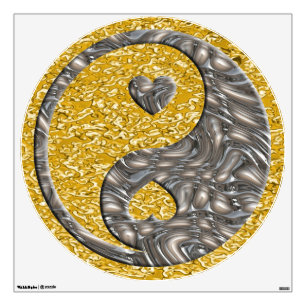 Yin & Yang Hearts - gold silver Wall Decal