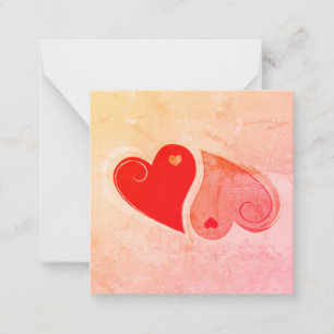 Yin Yang Hearts - Pink Orange Red  - Note Card