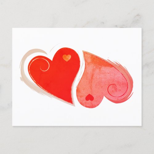 Yin Yang Hearts _ Pink Red White Art _ Two Hearts  Postcard