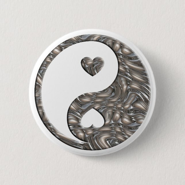 Yin & Yang / Hearts SILVER Button (Front)