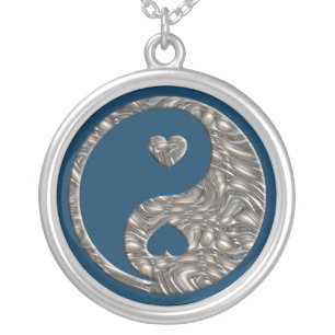 Yin & Yang / Hearts SILVER Plated Necklace