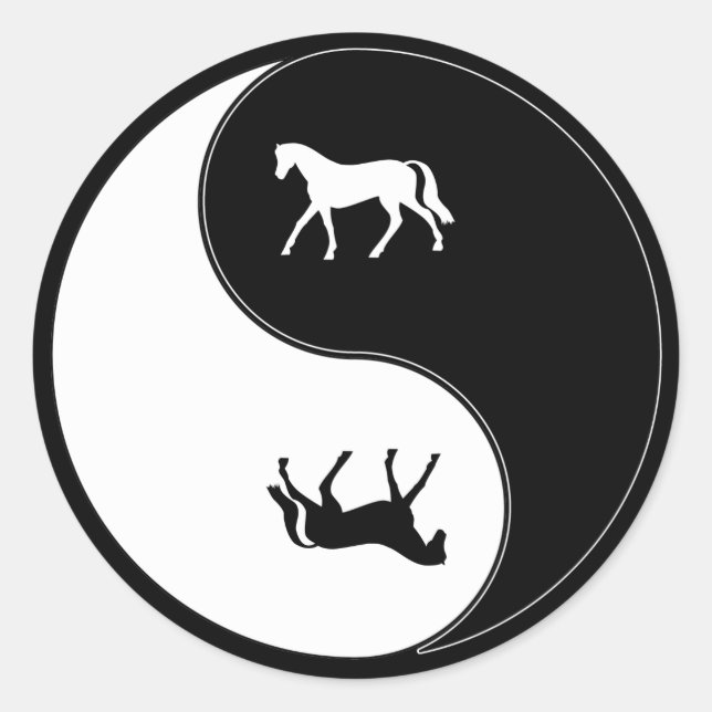Yin Yang Horse Classic Round Sticker (Front)