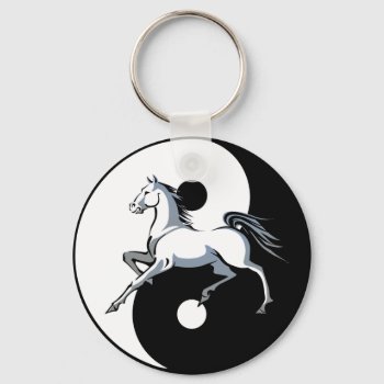 Yin Yang Horse Keychain by HappyWishingWell at Zazzle