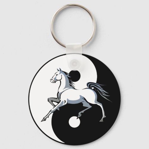 Yin Yang Horse Keychain