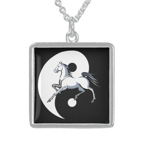 Yin Yang Horse Sterling Silver Necklace