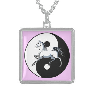 Yin Yang Horse Sterling Silver Necklace