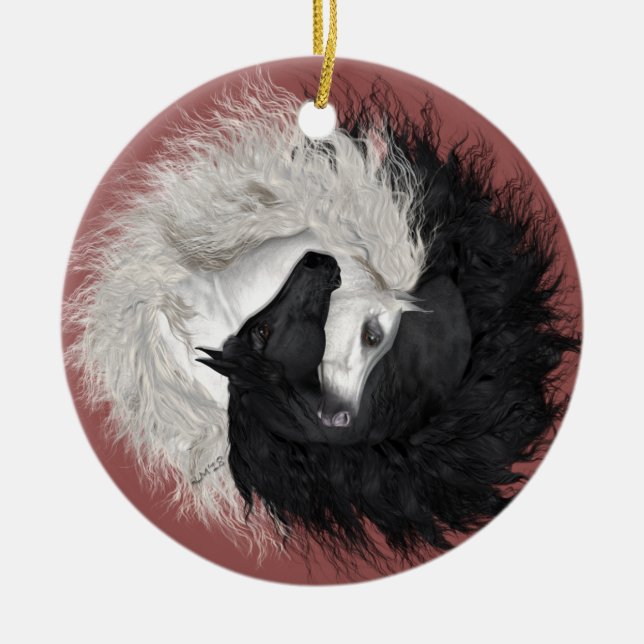 Yin Yang Horses Ornament (Front)