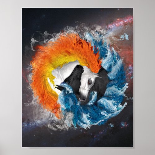 Yin Yang Horses Print Value Poster Matte