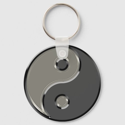 Yin Yang in 2 Shades of Gray Keychain