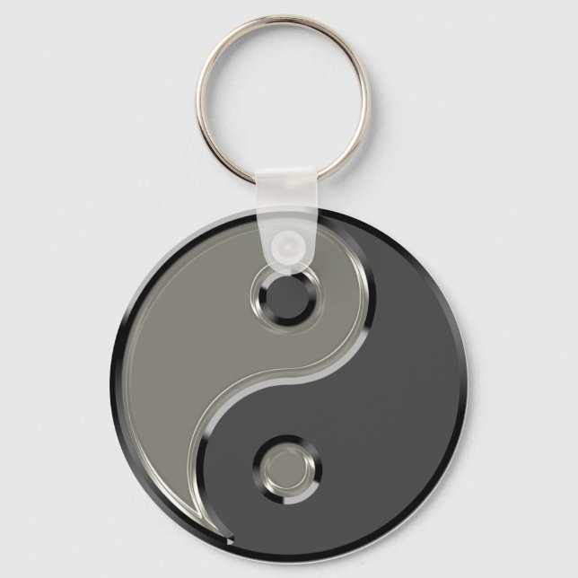 Yin Yang in 2 Shades of Gray Keychain (Front)