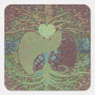 Yin Yang in Brown Square Sticker