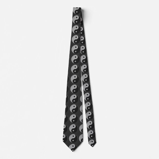Yin Yang in Carbon Fiber Print Style Neck Tie (Front)