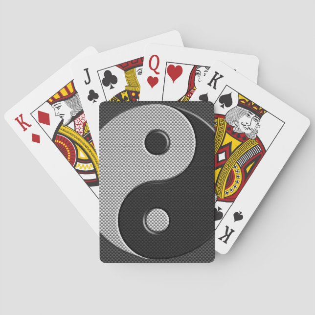 Yin Yang in Carbon Fiber Print Style Poker Cards (Back)