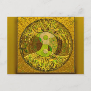 Yin Yang in Golden Colors Postcard