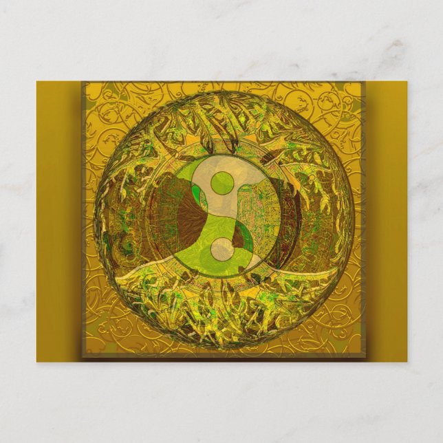 Yin Yang in Golden Colors Postcard (Front)