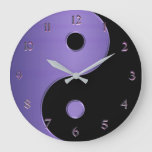 Yin Yang In Lavender Purple And Black Large Clock at Zazzle