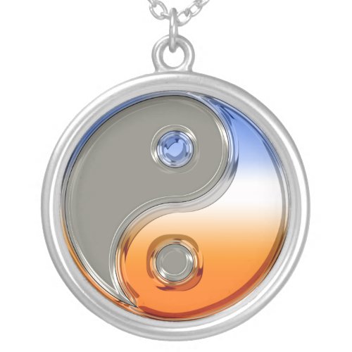 Yin Yang in Silver and Sunrise Silver Plated Necklace