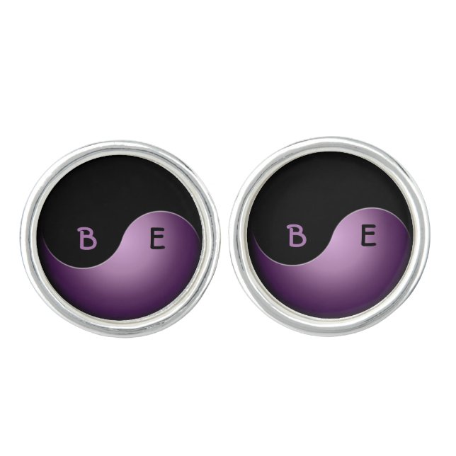 yin yang initials -purple cufflinks (Front)
