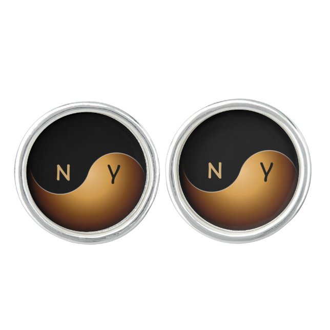 yin yang initials -toffee cufflinks (Front)