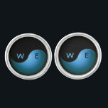yin yang initials -turquoise cufflinks<br><div class="desc">Unique and trendy cufflinks to customize with your initials for a special occasion or everyday.</div>
