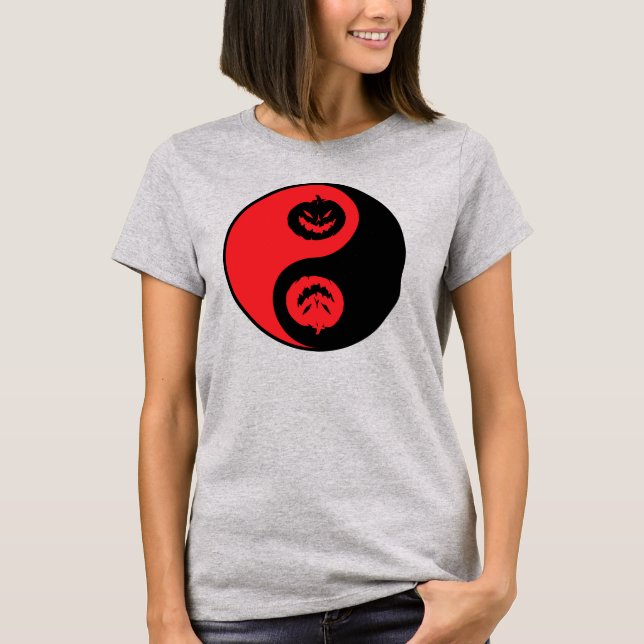 Yin Yang Jack-o-lantern Pumpkins T-Shirt (Front)
