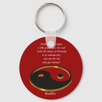 Yin Yang Keychain With Buddha Quote by Irisangel at Zazzle